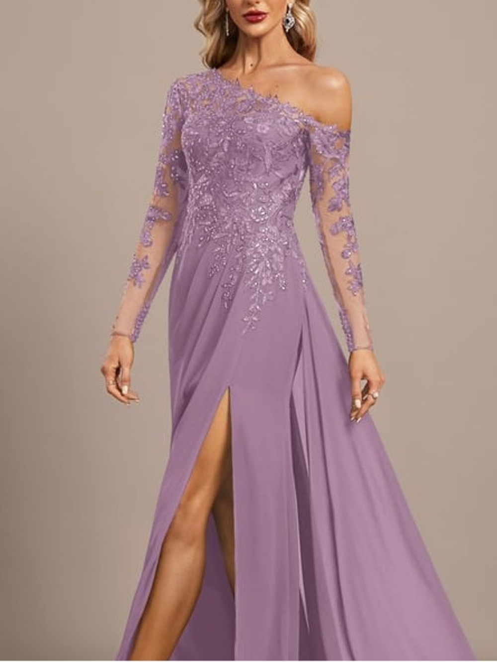 JJ HOUSE - Wisteria One Shoulder Overskirt Chiffon Maxi Dress - Size 6
